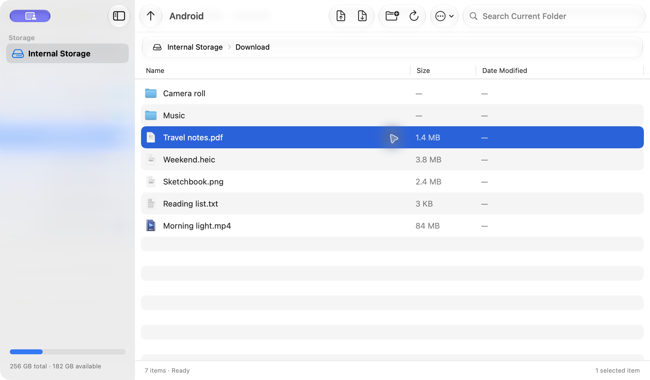 App preview with sample files.